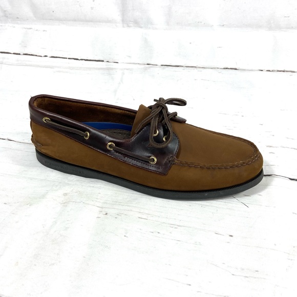 Sperry Top Sider Boat Shoes Men’s 13M Brown Leather Slip On - Picture 3 of 12